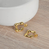 Gold Platted Square U Shaped Hoop Earrings